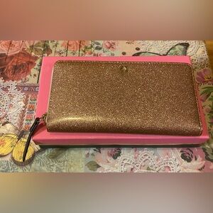 Kate Spade Mavis Street Neda Continental Zip Wallet in Sparkle Rose Gold